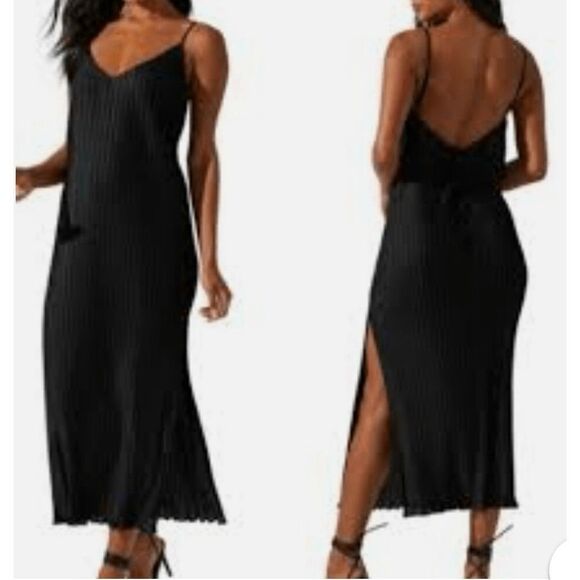 ASTR the Label Black Pleated Midi Dress - Picture 1 of 6